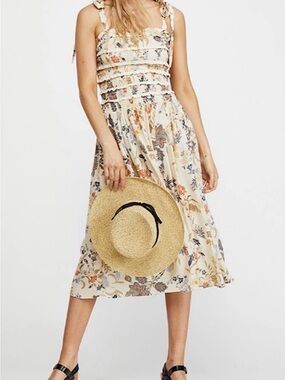 FREE PEOPLE ISLA FLORAL PRINT MIDI DRESS Size Small Boho Hippie 71
